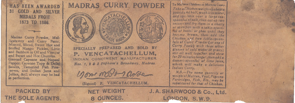 Old curry powder label